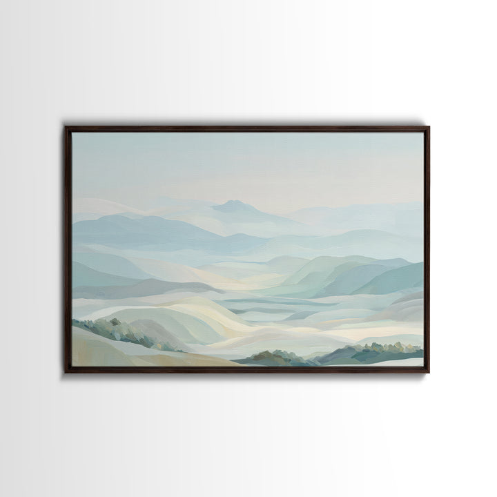 Minimal Sunrise over Rounded Hills Framed Canvas Print, Medical Office Art, Medical Wall Art, Office Decor, Fine Art, Calm, MOA-3x2-27
