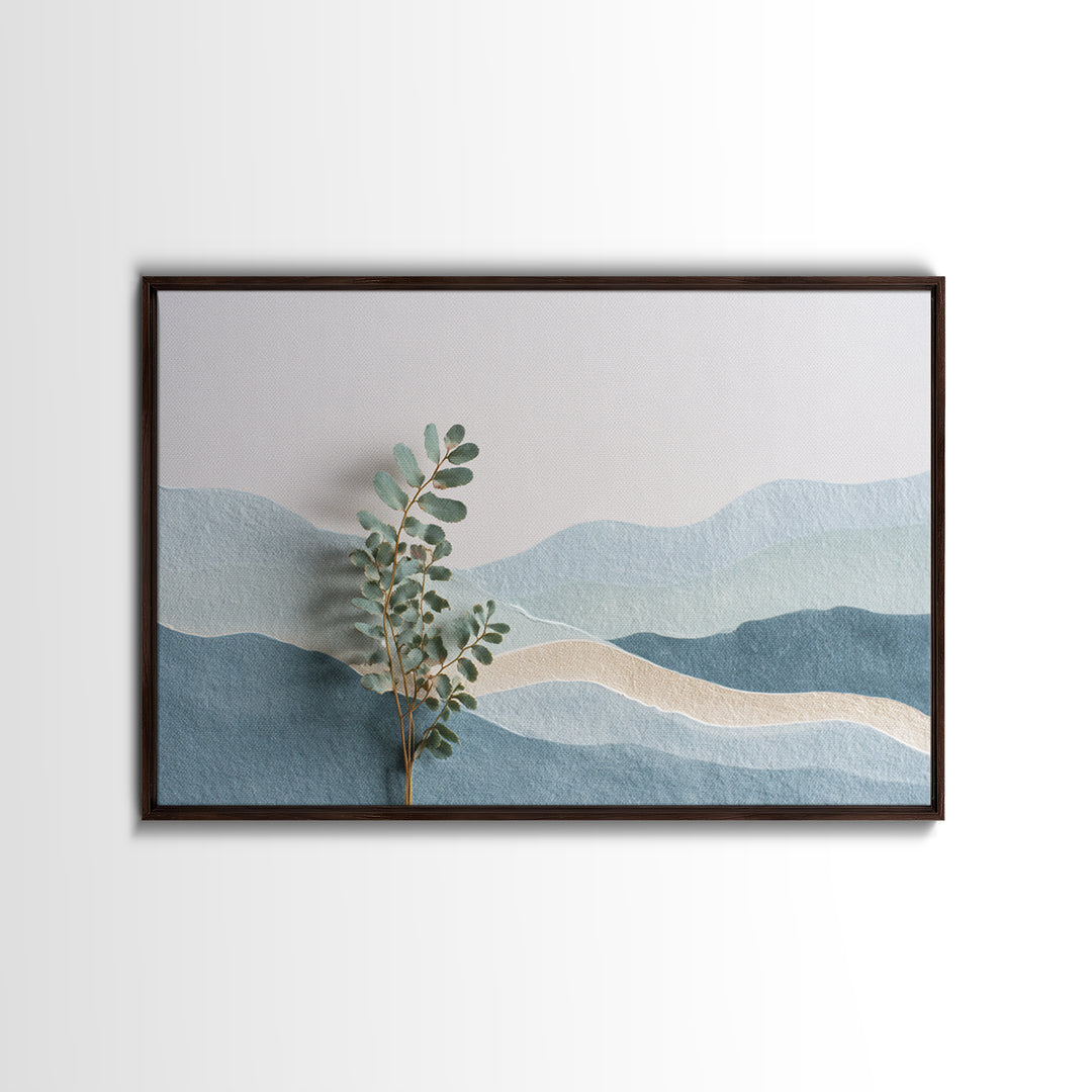 Minimal Green Fern Specimen Framed Canvas Print, Medical Office Art, Healthcare Wall Art, Office Decor, Fine Art, Calm, MOA-3x2-36