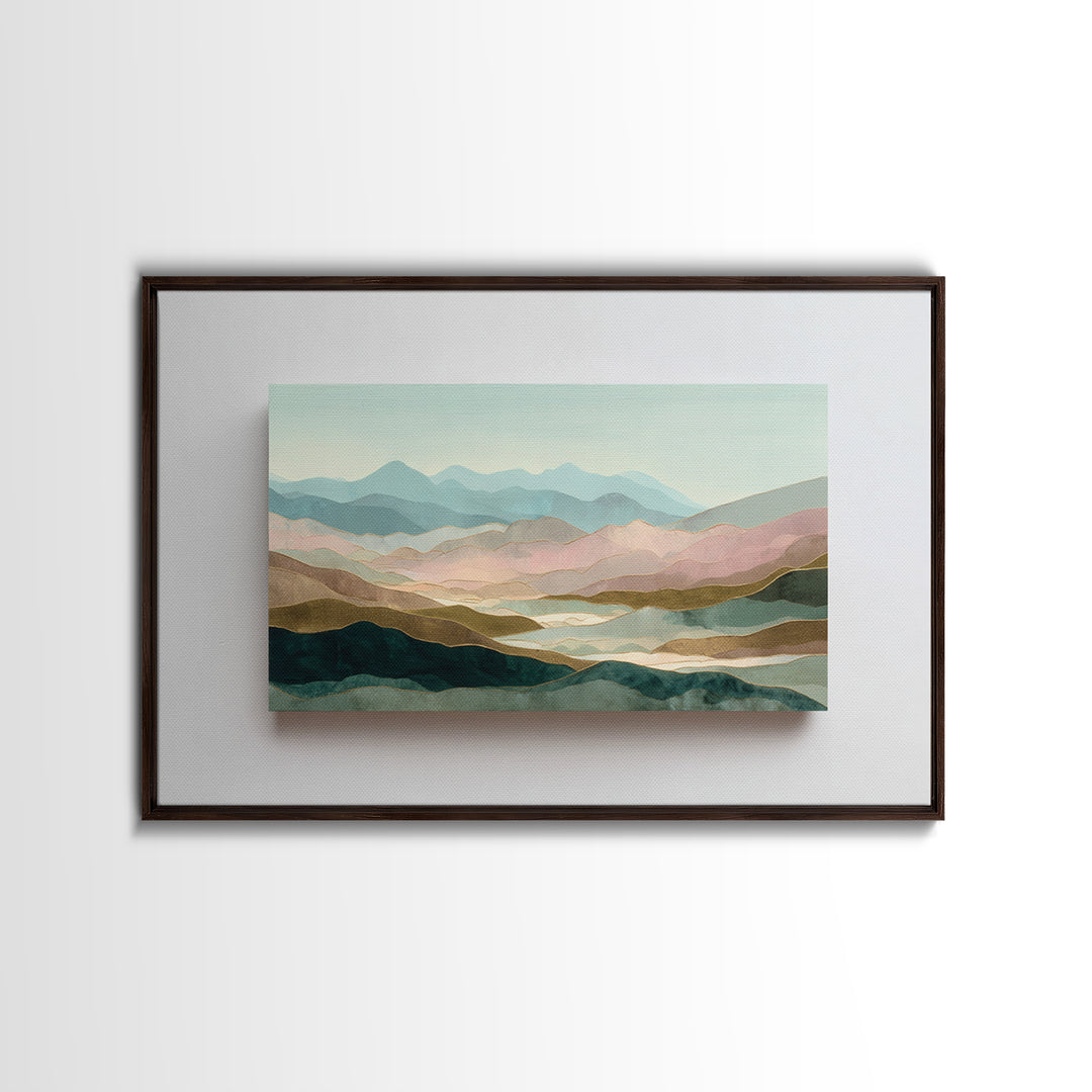 Minimal Sunrise over Rounded Hills Canvas Print, Medical Office Art, School Nurse Art, Office Decor, Calm, Luxury Decor, MOA-3x2-51