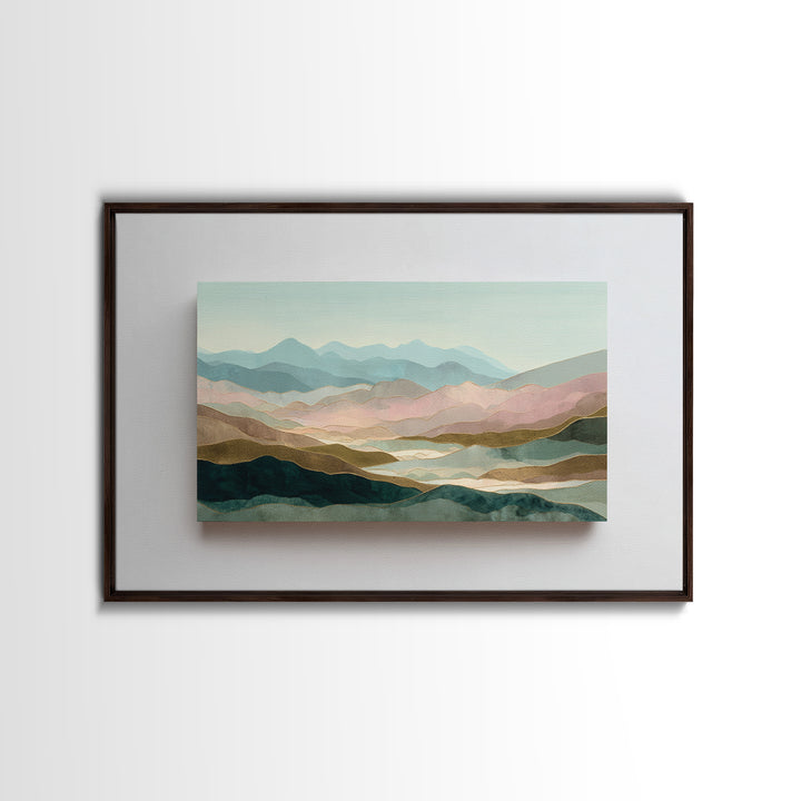 Minimal Sunrise over Rounded Hills Canvas Print, Medical Office Art, School Nurse Art, Office Decor, Calm, Luxury Decor, MOA-3x2-51