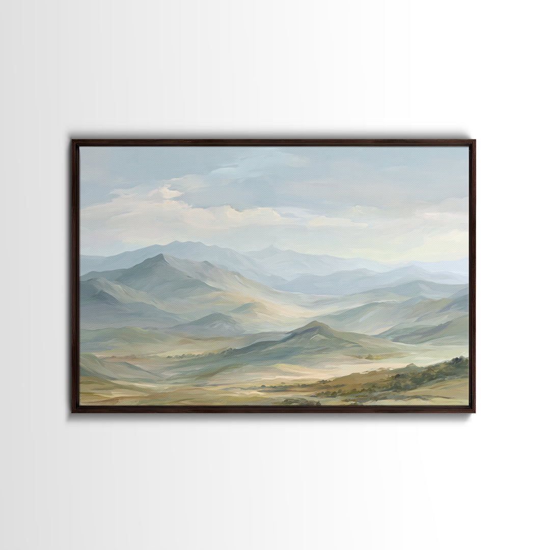 Soft Mountain Landscape Canvas Print, Medical Office Art, Anatomy Wall Art, Office Decor, Oil Painting, Calm, Neuroscience Art, MOA-3x2-54