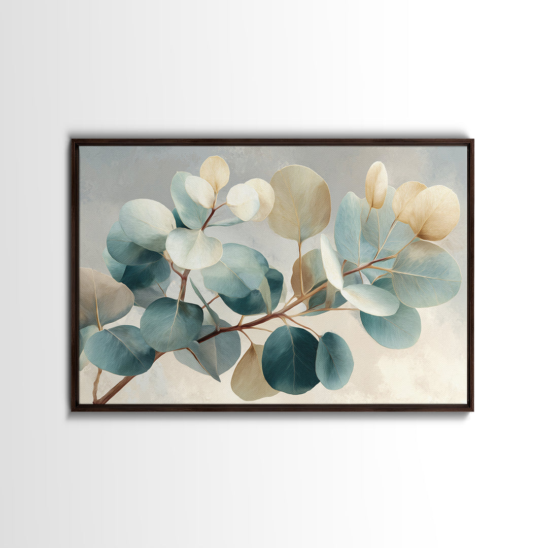 Botanical Eucalyptus Branch Framed Canvas Print, Medical Office Art, Digital Art, Office Decor, Watercolor Art, Calm, MOA-3x2-55