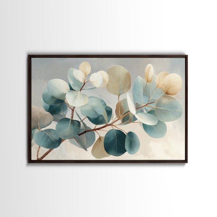 Botanical Eucalyptus Branch Framed Canvas Print, Medical Office Art, Digital Art, Office Decor, Watercolor Art, Calm, MOA-3x2-55
