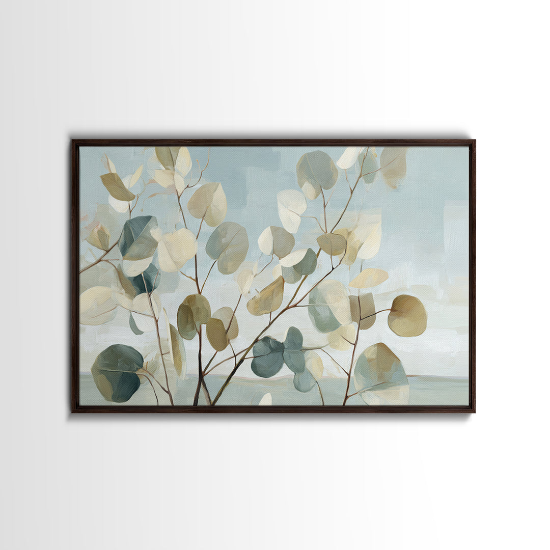 Botanical Eucalyptus Branch Framed Canvas Print, Medical Office Art, Biology Art, Office Decor, Watercolor Art, Calm, MOA-3x2-79