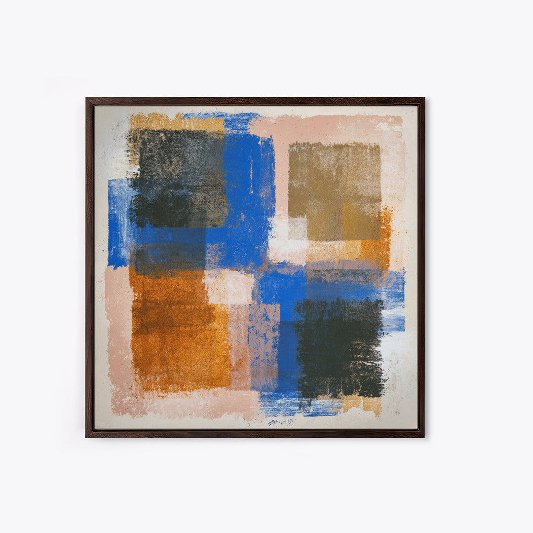 Expressive Brushwork in Cobalt and Rust Canvas Print, Modern Art, Set of 3 Prints, Living Room Decor, Oil Painting, Modern, MOD-1x1-30