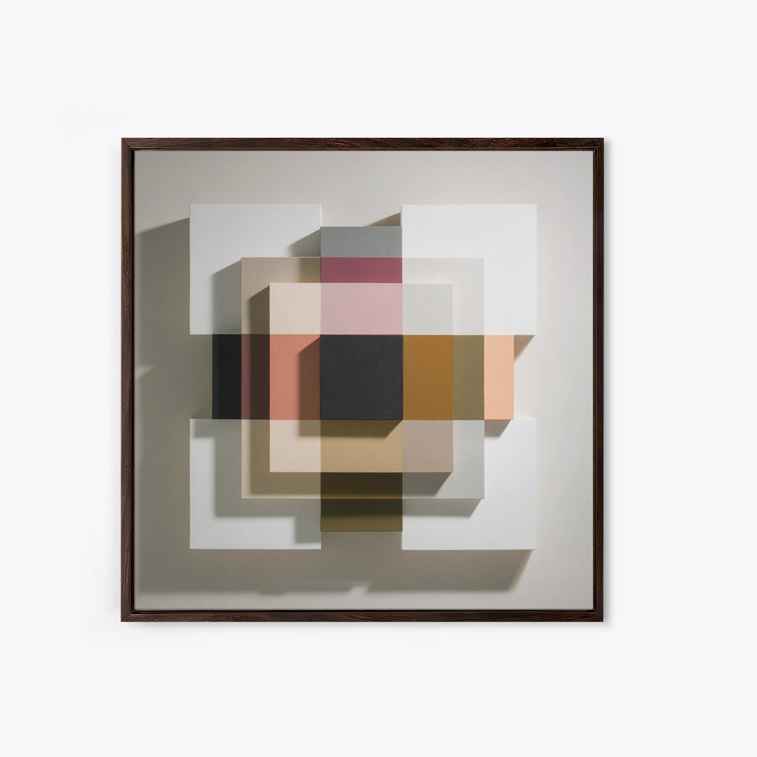 Minimal Sculpture Shapes Painted Framed Canvas Print, Modern Art, Canvas, Living Room Decor, Fine Art, Modern, Boho Wall Art, MOD-1x1-8