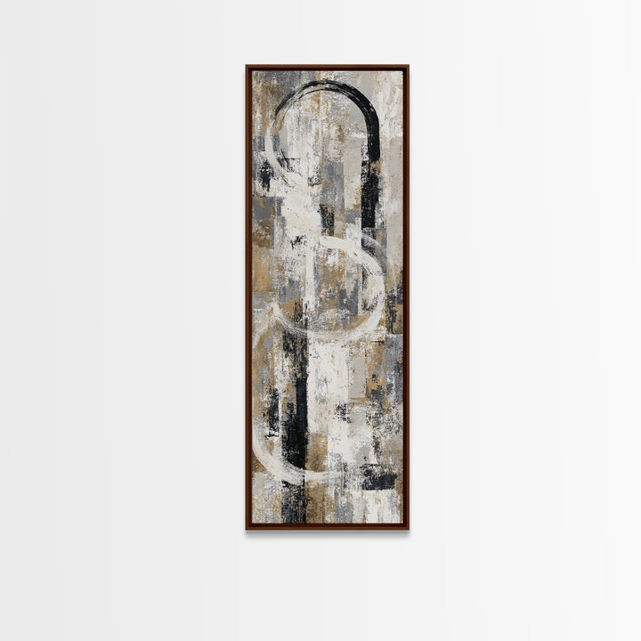 Dynamic Black Brush Marks on Neutral Ground Canvas Print, Modern Art, Art, Living Room Decor, Fine Art, Modern, Canvas Art, MOD-1x3-23