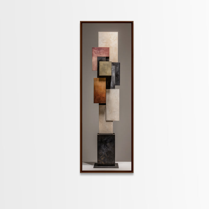 Minimal Sculpture Shapes Painted Canvas Print, Modern Art, Art Deco, Living Room Decor, Abstract Art, Modern, MOD-1x3-68