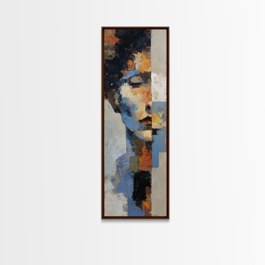 Expressive Brushwork in Cobalt and Rust Canvas Print, Modern Art, Art Print, Living Room Decor, Oil Painting, Modern, MOD-1x3-90