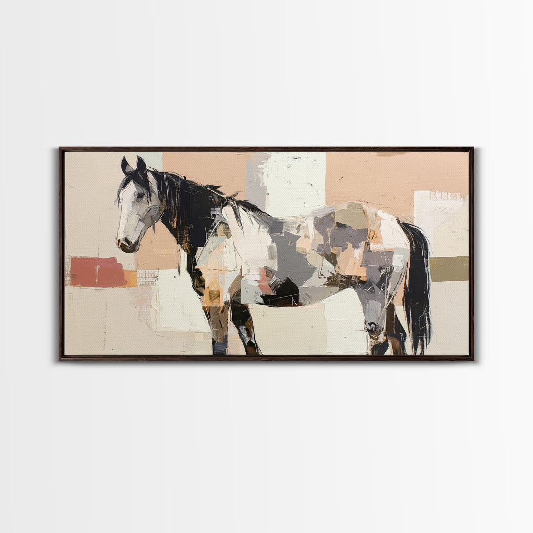 Contemporary Horse Portrait Framed Canvas Print, Modern Art, Living Room Decor, Fine Art, Modern, Gallery Decor, Neutral Decor, MOD-2x1-11