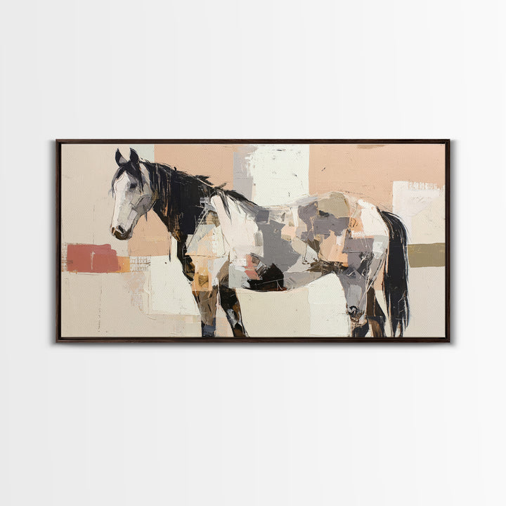 Contemporary Horse Portrait Framed Canvas Print, Modern Art, Living Room Decor, Fine Art, Modern, Gallery Decor, Neutral Decor, MOD-2x1-11