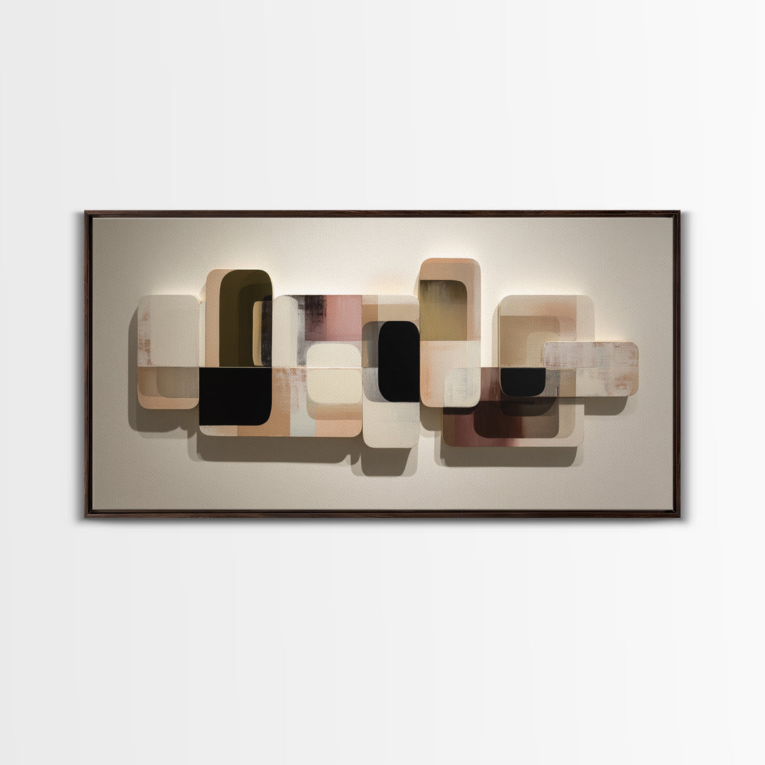 Minimal Sculpture Shapes Painted Canvas Print, Modern Art, Wall Decor, Living Room Decor, Abstract Art, Modern, Digital Print, MOD-2x1-52