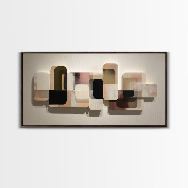 Minimal Sculpture Shapes Painted Canvas Print, Modern Art, Wall Decor, Living Room Decor, Abstract Art, Modern, Digital Print, MOD-2x1-52