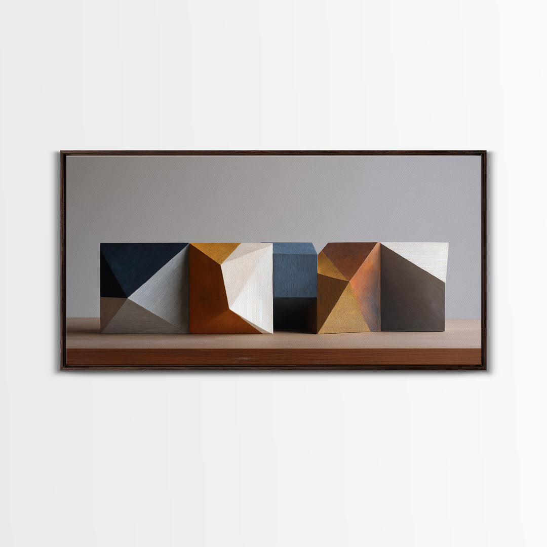 Minimal Sculpture Shapes Painted Canvas Print, Modern Art, Canvas Art, Living Room Decor, Fine Art, Modern, Poster Art, MOD-2x1-76