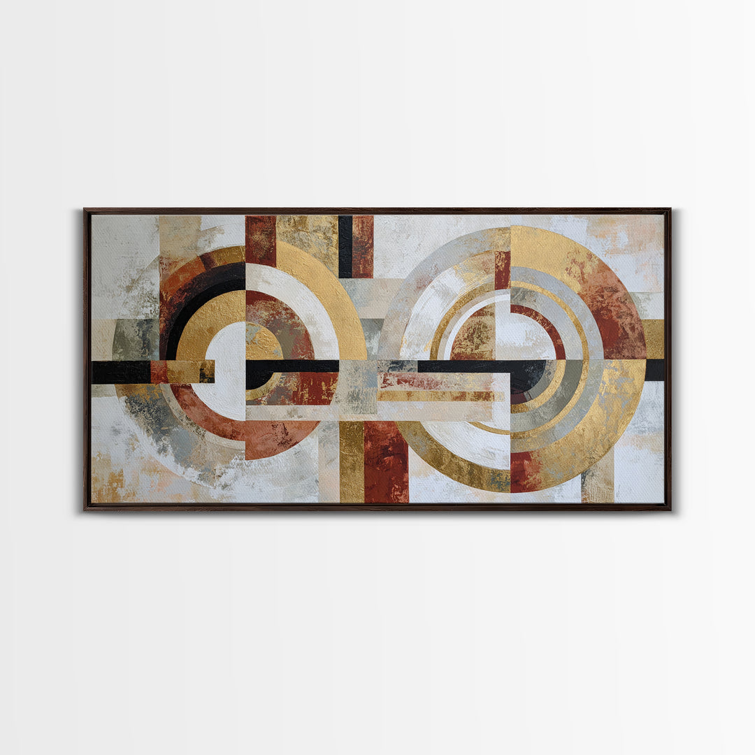 Abstract Circular Forms Framed Canvas Print, Modern Art, Boho Wall Decor, Living Room Decor, Abstract Art, Modern, MOD-2x1-87