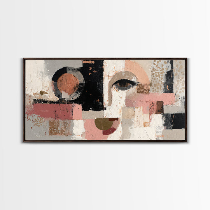 Abstract Face with Asymmetrical Features Framed Canvas Print, Modern Art, Canvas Wall Art, Living Room Decor, Fine Art, Modern, MOD-2x1-99