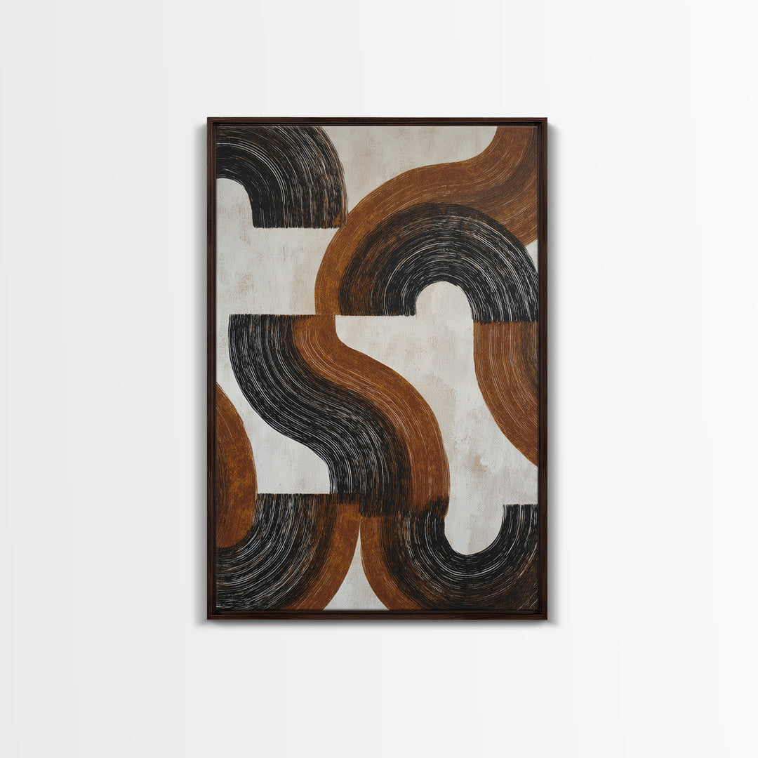 Dynamic Black Brush Marks on Neutral Ground Canvas Print, Modern Art, Digital Prints, Living Room Decor, Fine Art, Modern, MOD-2x3-67