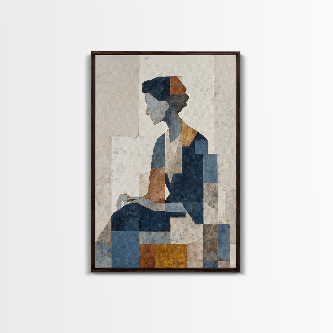 Fragmented Figure Study Framed Canvas Print, Modern Art, Wall Hanging, Living Room Decor, Oil Painting, Modern, MOD-2x3-73