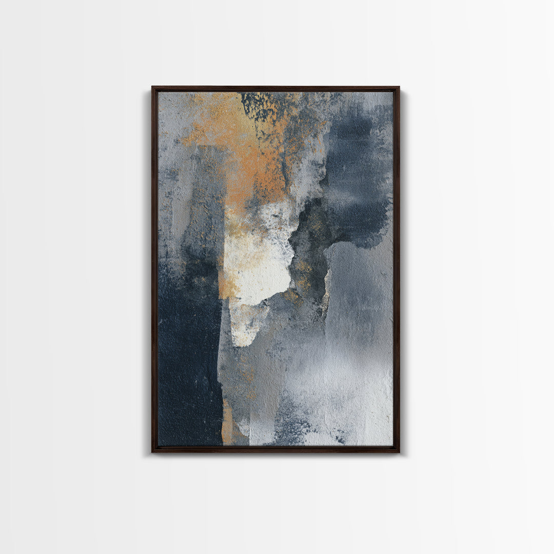 Monochrome Ink and Acrylic Mixed Media Look Framed Canvas Print, Modern Art, Canvas Art, Living Room Decor, Fine Art, Modern, MOD-2x3-76