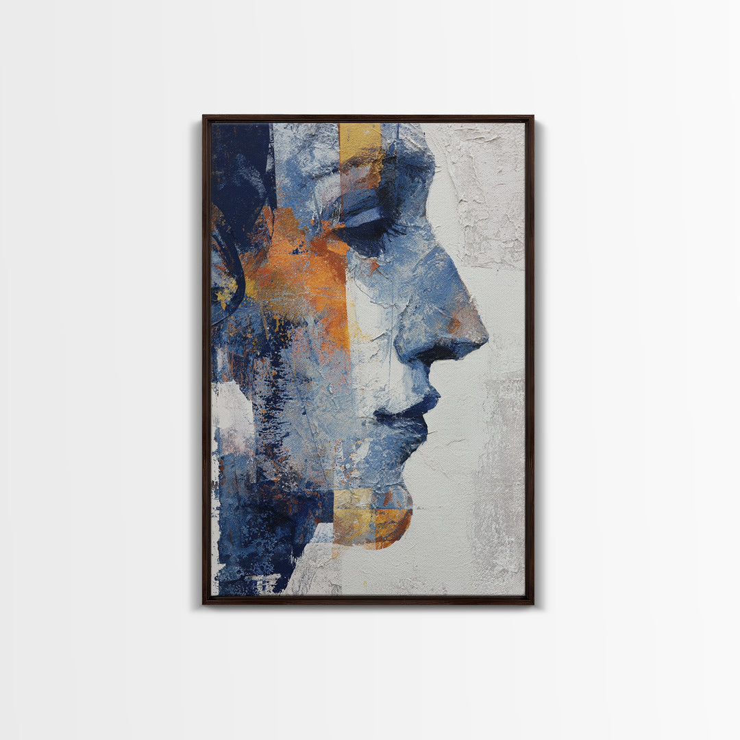 Expressive Brushwork in Cobalt and Rust Canvas Print, Modern Art, Digital Art, Living Room Decor, Abstract Art, Modern, MOD-2x3-86