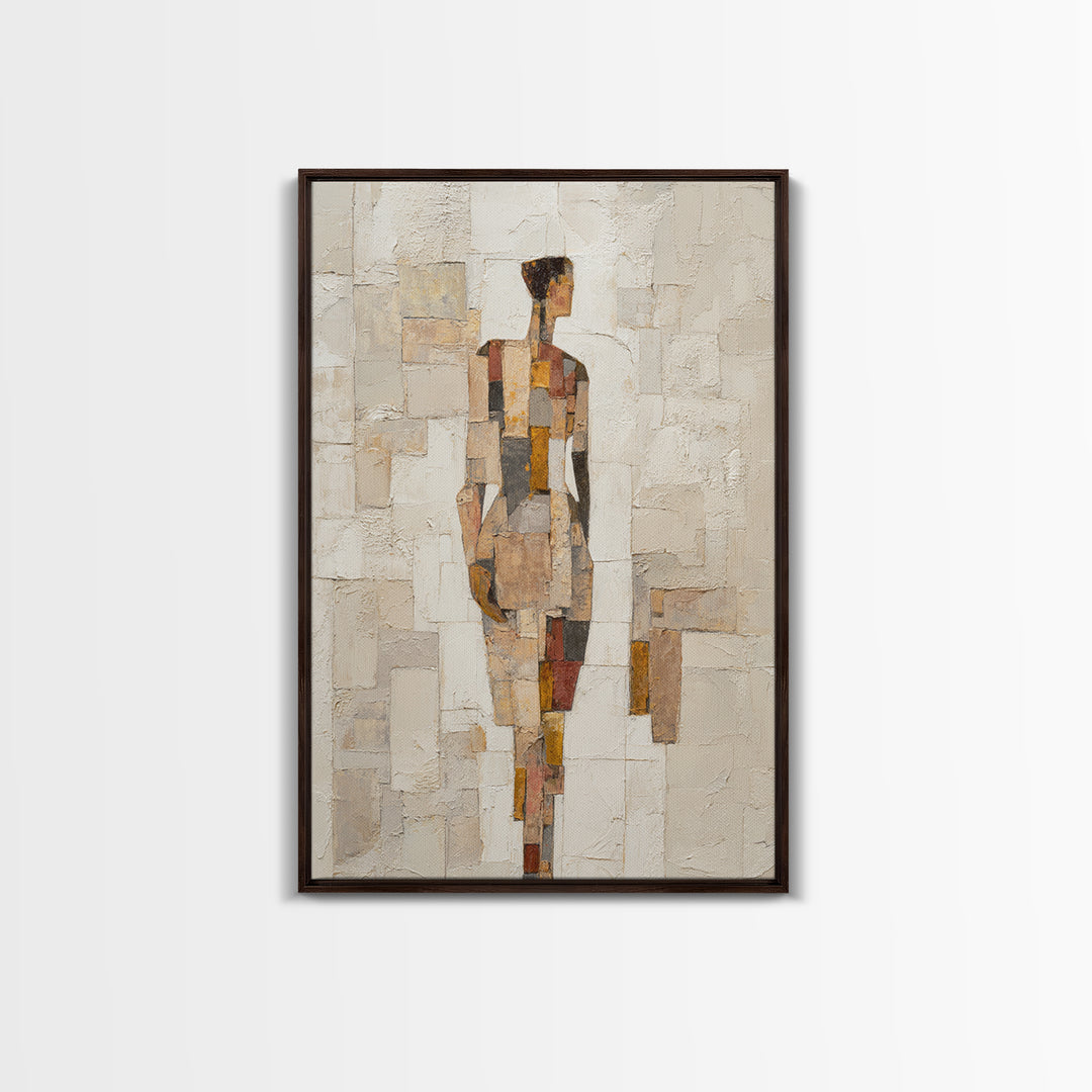 Fragmented Figure Study Framed Canvas Print, Modern Art, Wall Hanging, Living Room Decor, Oil Painting, Modern, MOD-2x3-97