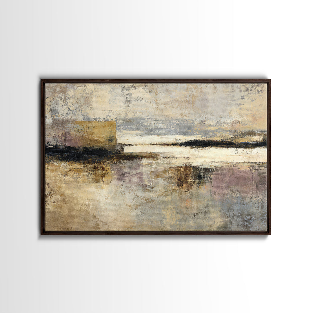 Modern Coastal Landscape Framed Canvas Print, Modern Art, Canvas Wall Art, Living Room Decor, Watercolor Art, Modern, MOD-3x2-46