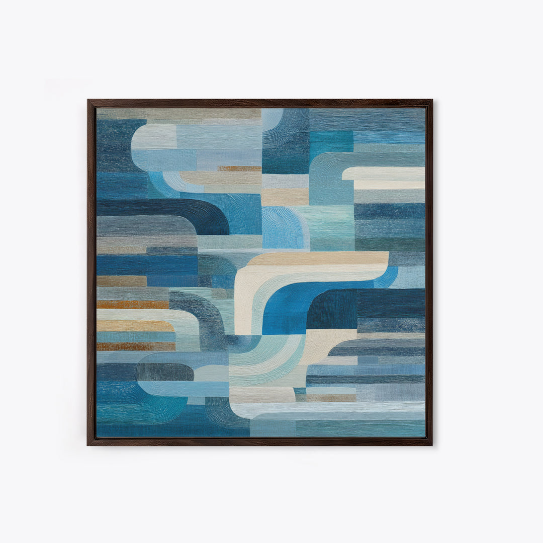 All Blue Ocean Abstraction Framed Canvas Print, Monochrome Art, Wallpaper Mural, Living Room Decor, Fine Art, Mono, MON-1x1-1