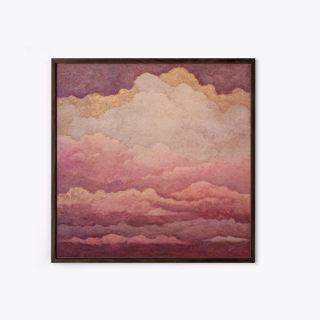 All Pink Cloudscape Framed Canvas Print, Monochrome Art, Digital Prints, Living Room Decor, Fine Art, Mono, Apartment Decor, MON-1x1-12