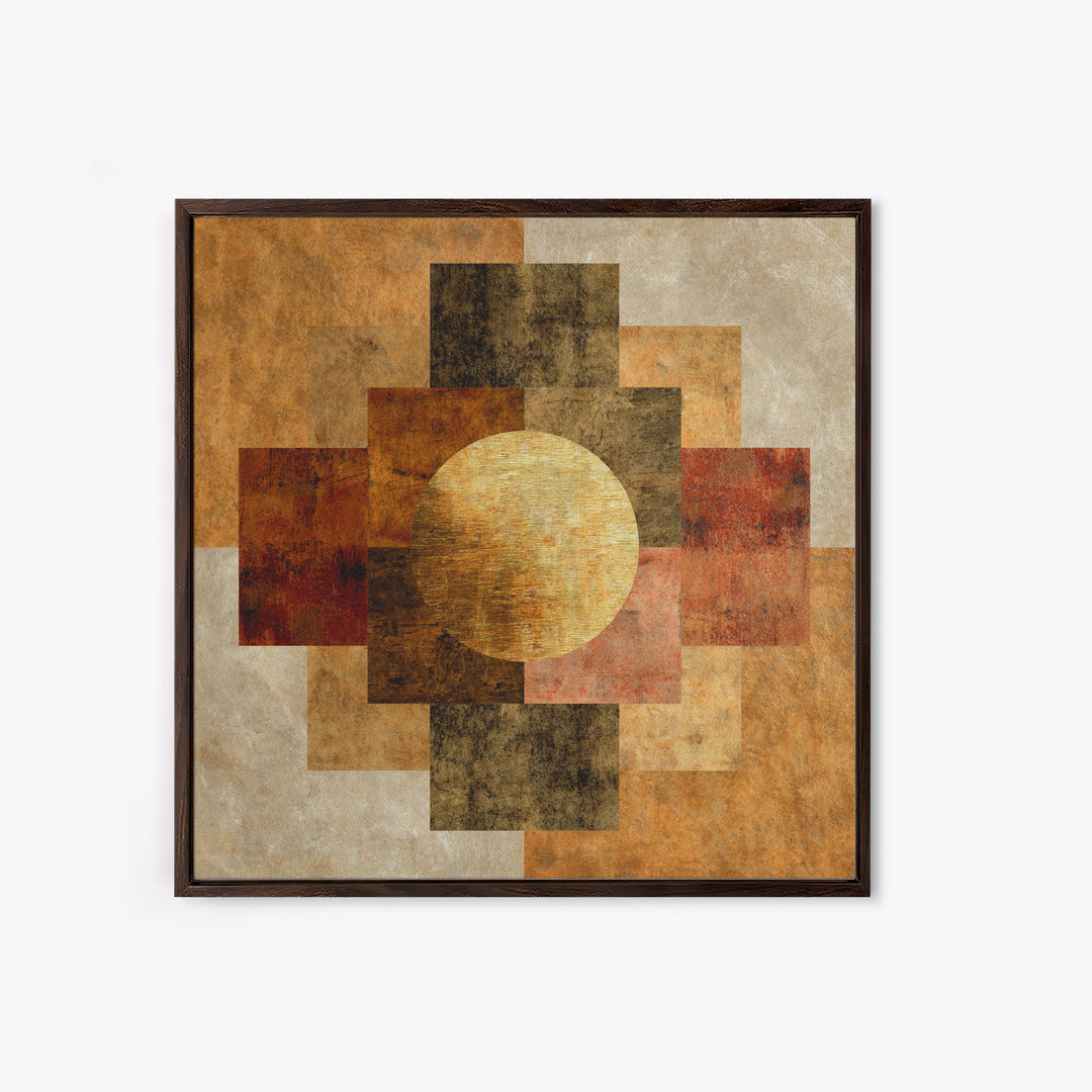 Gold Tonal Sunburst Medallion Canvas Print, Monochrome Art, Dopamine Decor, Living Room Decor, Fine Art, Mono, Modern Decor, MON-1x1-14