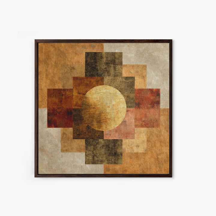 Gold Tonal Sunburst Medallion Canvas Print, Monochrome Art, Dopamine Decor, Living Room Decor, Fine Art, Mono, Modern Decor, MON-1x1-14