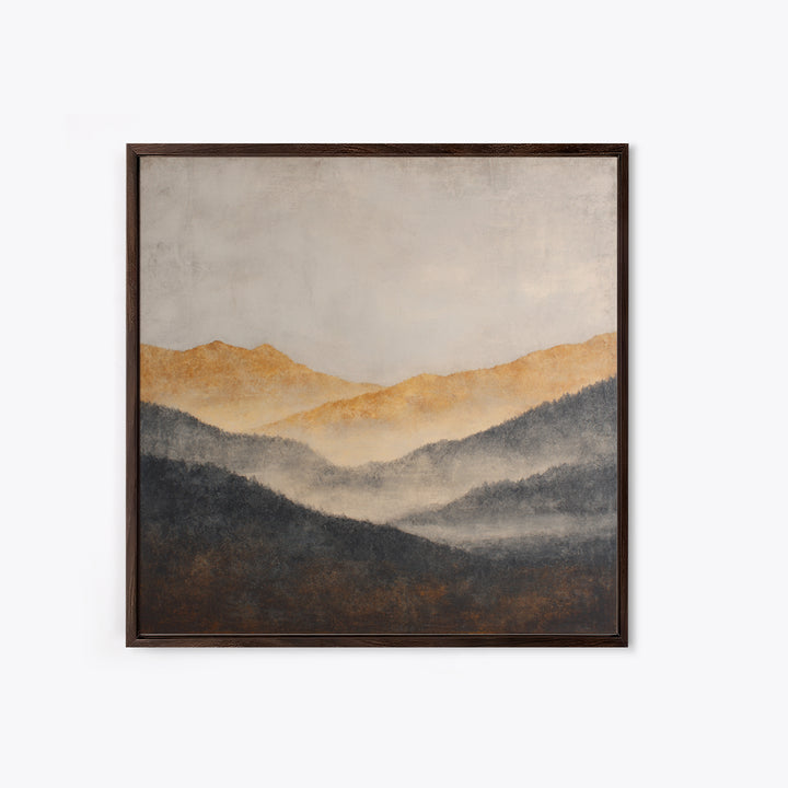 Charcoal Mountain Landscape Framed Canvas Print, Monochrome Art, Printable Wall Art, Living Room Decor, Fine Art, Mono, MON-1x1-28