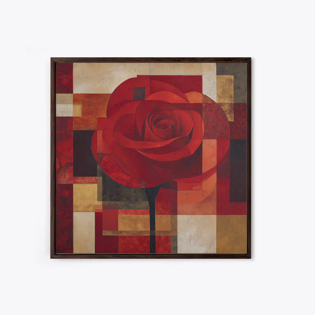 Single Red Rose Rendered Only Canvas Print, Monochrome Art, Apartment Decor, Living Room Decor, Fine Art, Mono, Moody Wall Art, MON-1x1-31
