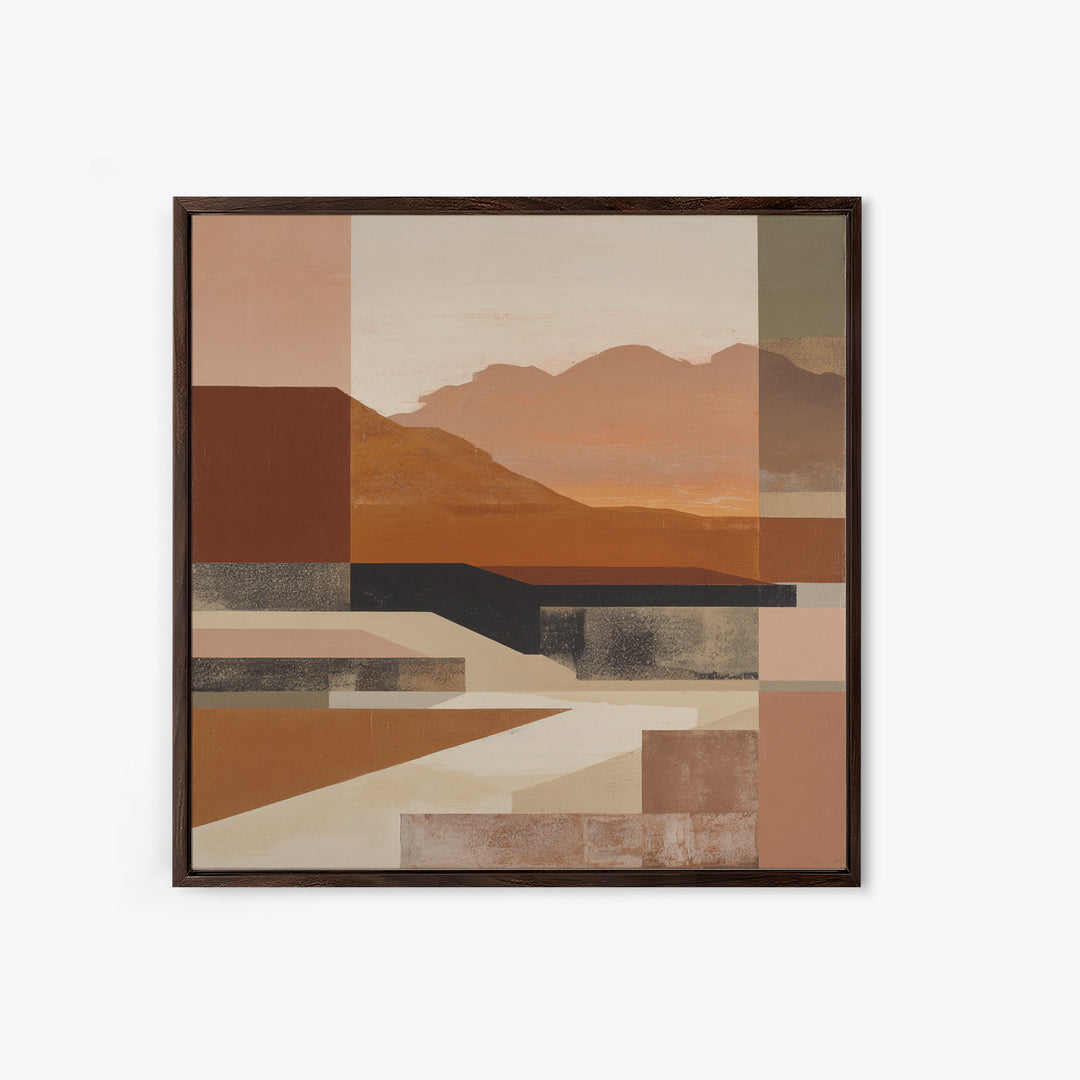 Warm Brown Desert Landscape Framed Canvas Print, Monochrome Art, Fine Art Print, Living Room Decor, Mono, Digital Prints, MON-1x1-33