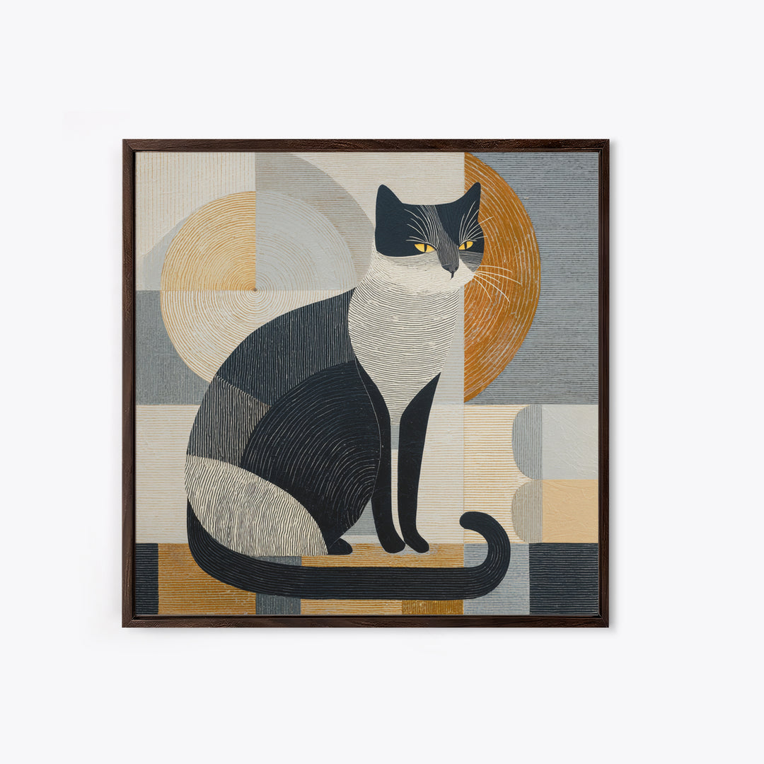 Monochrome Cat Portrait Canvas Print, Monochrome Art, Printable Art, Living Room Decor, Oil Painting, Mono, Minimalist Wall Art, MON-1x1-35