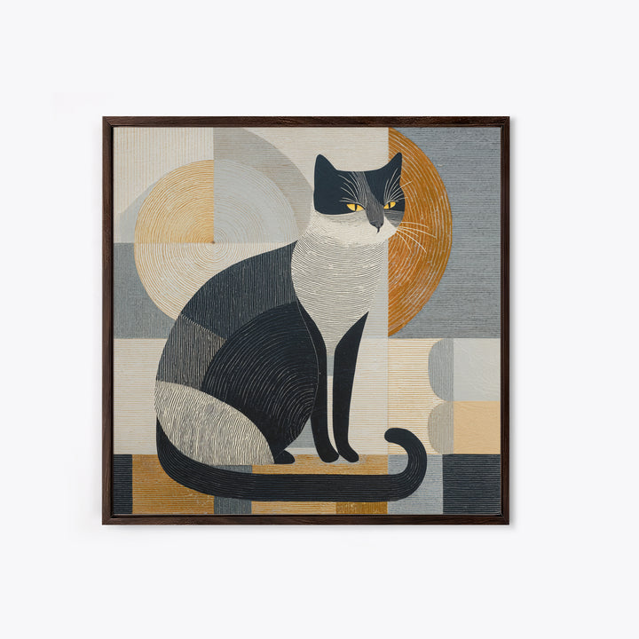 Monochrome Cat Portrait Canvas Print, Monochrome Art, Printable Art, Living Room Decor, Oil Painting, Mono, Minimalist Wall Art, MON-1x1-35