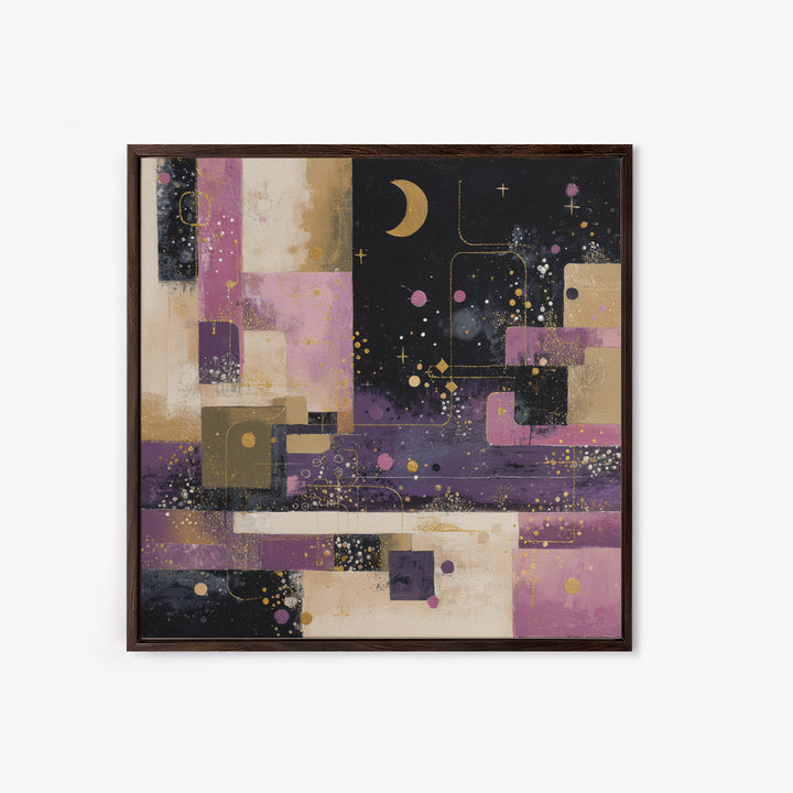 Purple Night Sky Framed Canvas Print, Monochrome Art, Living Room Decor, Fine Art, Mono, Gallery Decor, Neutral Decor, MON-1x1-39