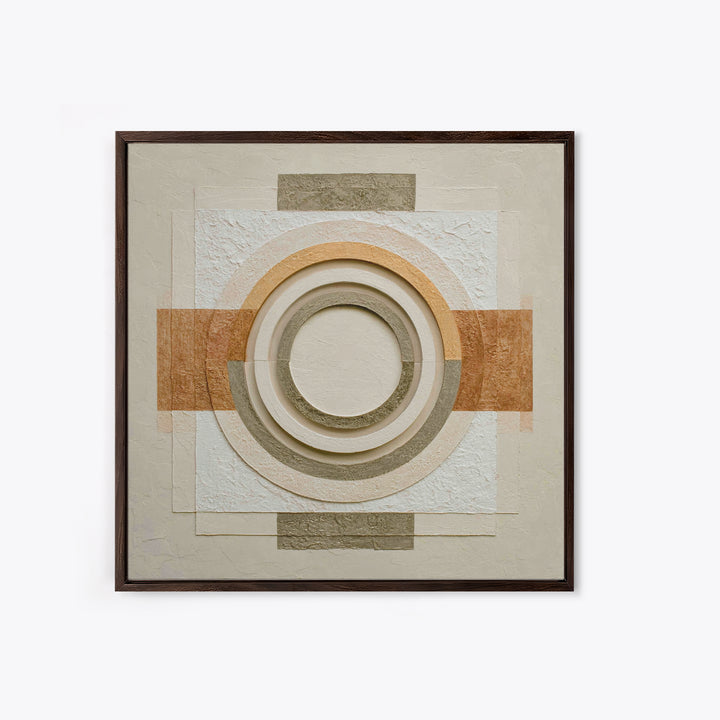 Cream on Cream Minimalist Forms Framed Canvas Print, Monochrome Art, Modern Wall Art, Living Room Decor, Fine Art, Mono, MON-1x1-46