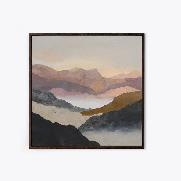 Charcoal Mountain Landscape Framed Canvas Print, Monochrome Art, Living Room Decor, Fine Art, Mono, Gallery Decor, Wall Decor, MON-1x1-52