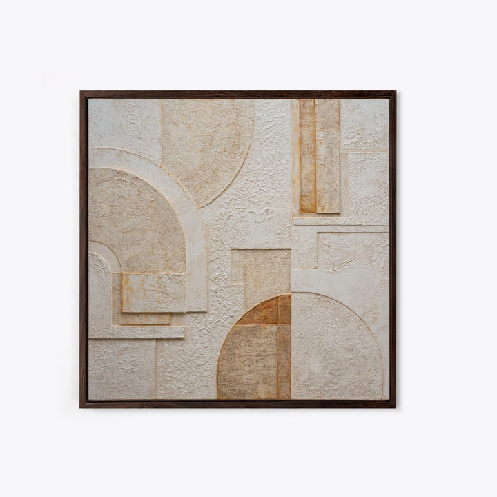 Ivory White Plaster Texture Composition Framed Canvas Print, Monochrome Art, Modern Decor, Living Room Decor, Fine Art, Mono, MON-1x1-53