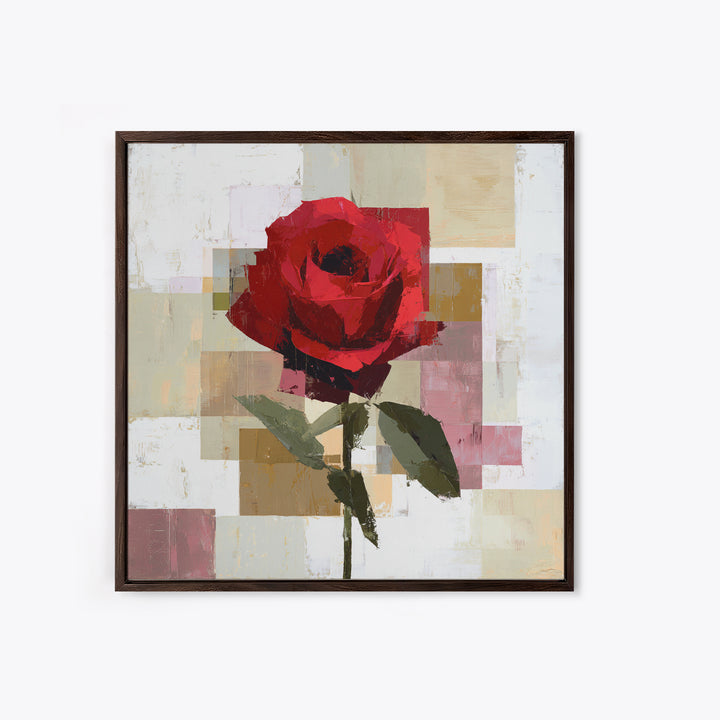 Single Red Rose Rendered Only Canvas Print, Monochrome Art, Modern Art, Living Room Decor, Watercolor Art, Mono, MON-1x1-55