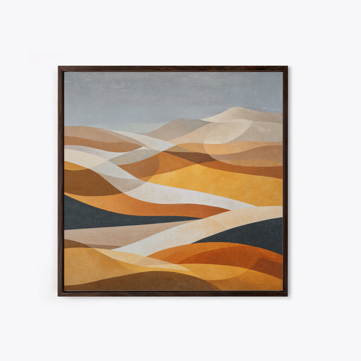 Warm Brown Desert Landscape Framed Canvas Print, Monochrome Art, Fine Art Print, Living Room Decor, Mono, Digital Prints, MON-1x1-57