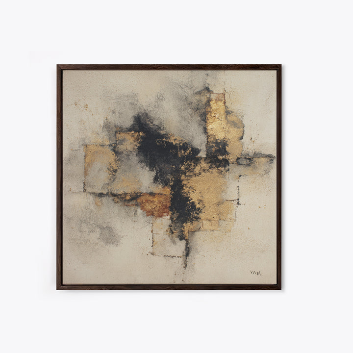 Black Ink Abstract Framed Canvas Print, Monochrome Art, Dark Academia Decor, Living Room Decor, Abstract Art, Mono, Wall Decor, MON-1x1-6