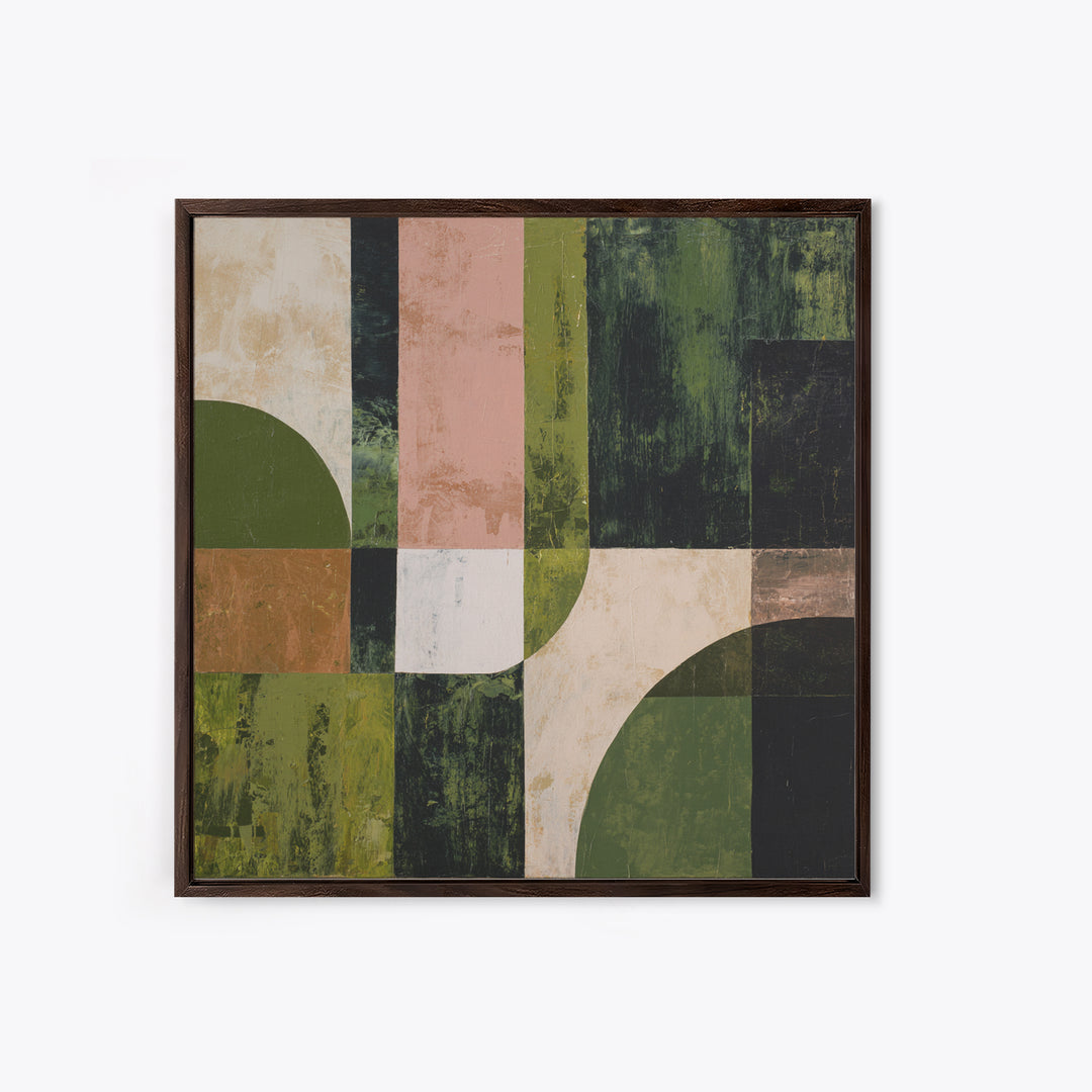 Deep Green Forest Silhouette Study Framed Canvas Print, Monochrome Art, Minimalist Wall Art, Living Room Decor, Fine Art, Mono, MON-1x1-61