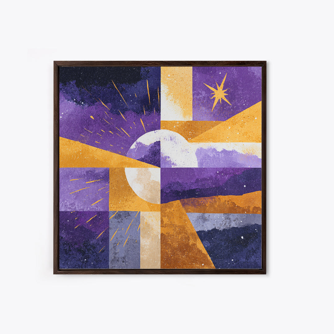 Purple Night Sky Framed Canvas Print, Monochrome Art, Minimalist Wall Art, Living Room Decor, Fine Art, Mono, Minimalist Decor, MON-1x1-63