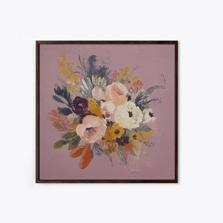 Monochrome Floral Bouquet Framed Canvas Print, Monochrome Art, Unique Wall Art, Living Room Decor, Mono, Fine Art Print, MON-1x1-66