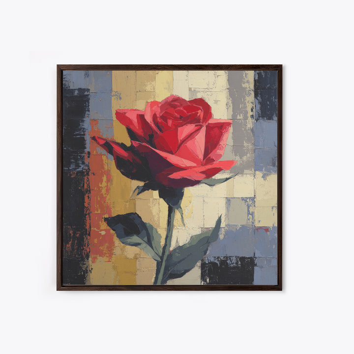 Single Red Rose Rendered Only Framed Canvas Print, Monochrome Art, Large Wall Art, Living Room Decor, Fine Art, Mono, MON-1x1-7