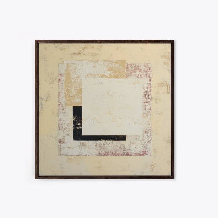 Cream on Cream Minimalist Forms Framed Canvas Print, Monochrome Art, Modern Wall Art, Living Room Decor, Fine Art, Mono, MON-1x1-70