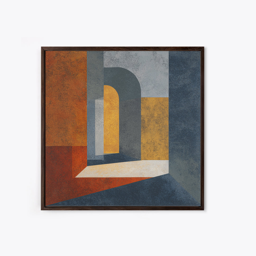 Gray Architectural Arch and Shadow Study Canvas Print, Monochrome Art, Wall Decor, Living Room Decor, Oil Painting, Mono, MON-1x1-82