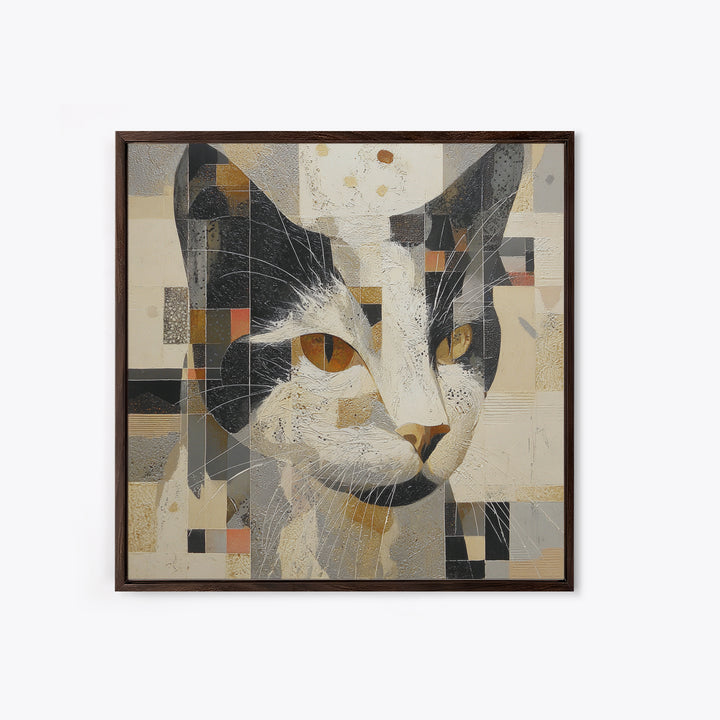 Monochrome Cat Portrait Framed Canvas Print, Monochrome Art, Fine Art Print, Living Room Decor, Fine Art, Mono, Digital Prints, MON-1x1-83