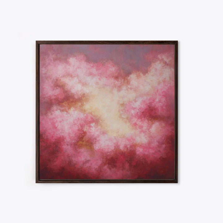 All Pink Cloudscape Framed Canvas Print, Monochrome Art, Abstract Painting, Living Room Decor, Abstract Art, Mono, Luxury Decor, MON-1x1-84